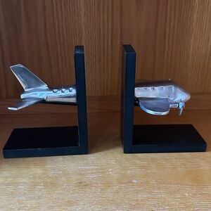 Silver Airplane Bookends